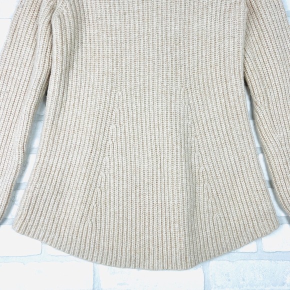 Athleta XS Sweater Wool Blend Ribbed Knit Crew Neck Tunic Top Oatmeal - Picture 11 of 16